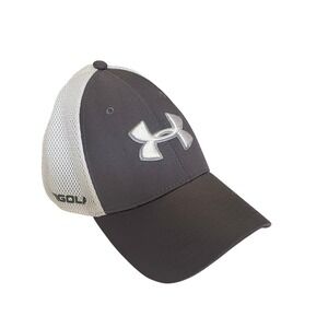 Under Armour Golf Fitted Mesh Back Hat Gray M/L Colorblock Embroidered